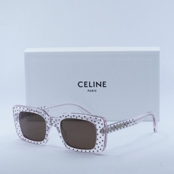 Celine CL4213IS 27E Square Sunglasses – Shiny Crystal/Brown - Picture 1 of 10